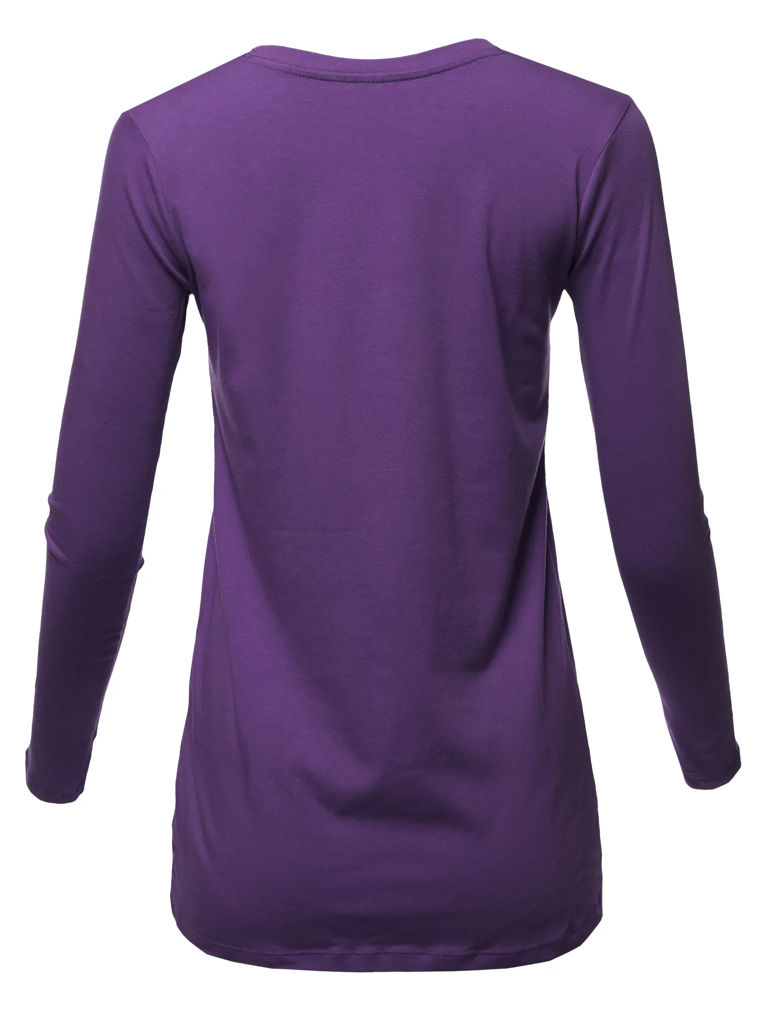 Basic Solid Soft Cotton Long Sleeve Crew Neck Top Shirts