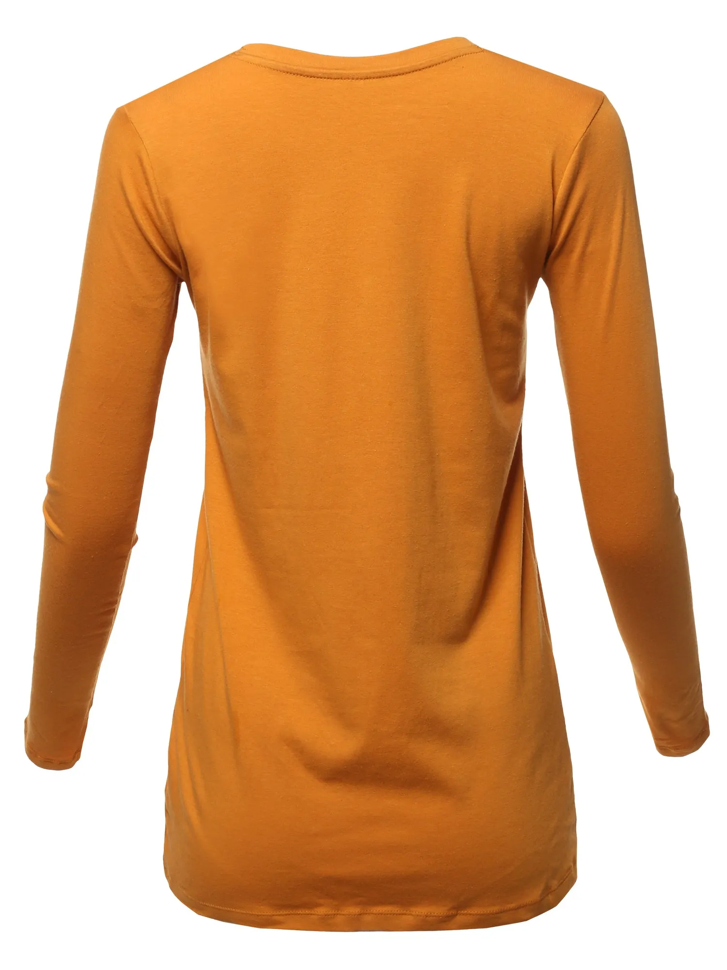 Basic Solid Soft Cotton Long Sleeve Crew Neck Top Shirts