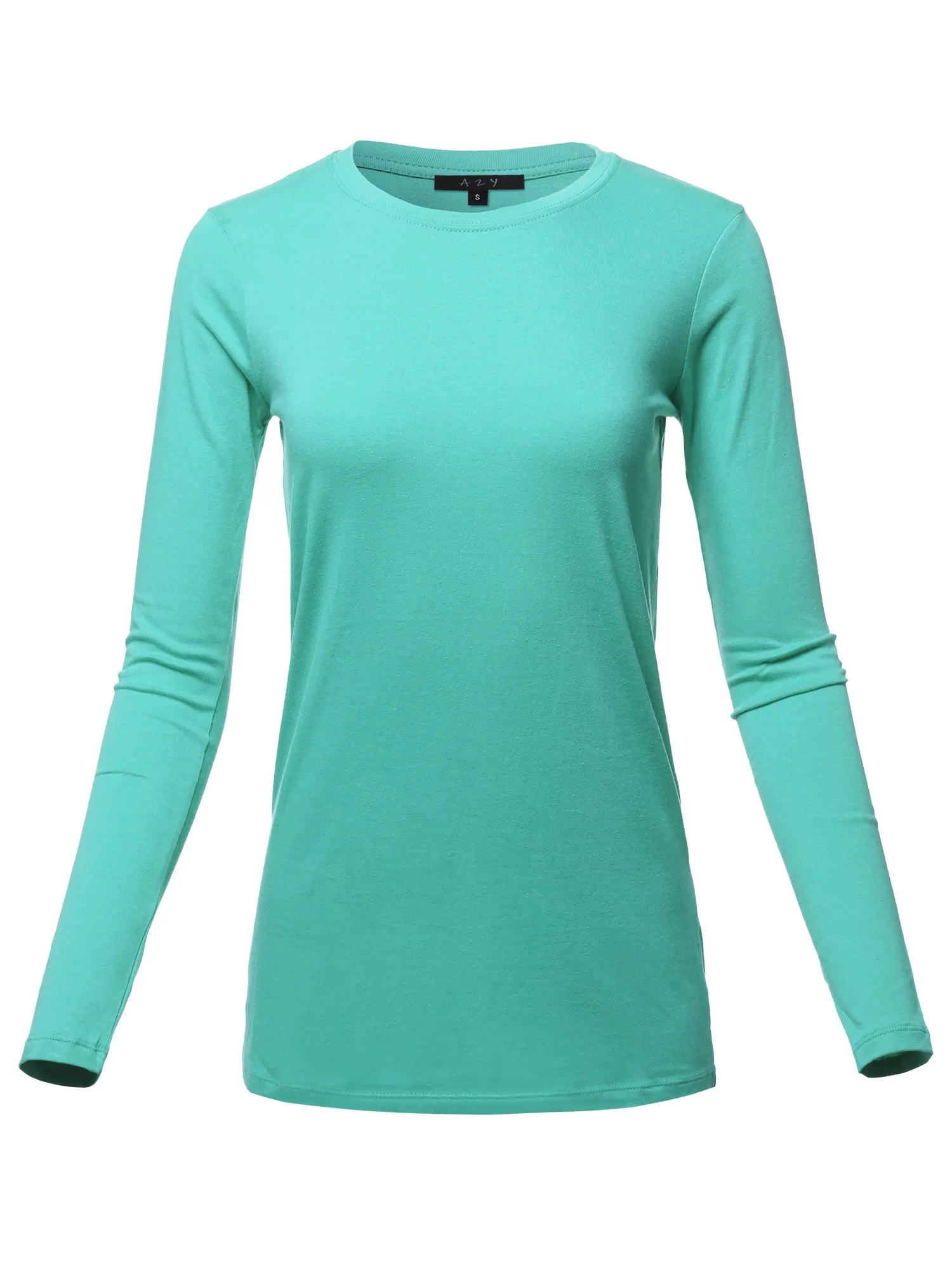 Basic Solid Soft Cotton Long Sleeve Crew Neck Top Shirts