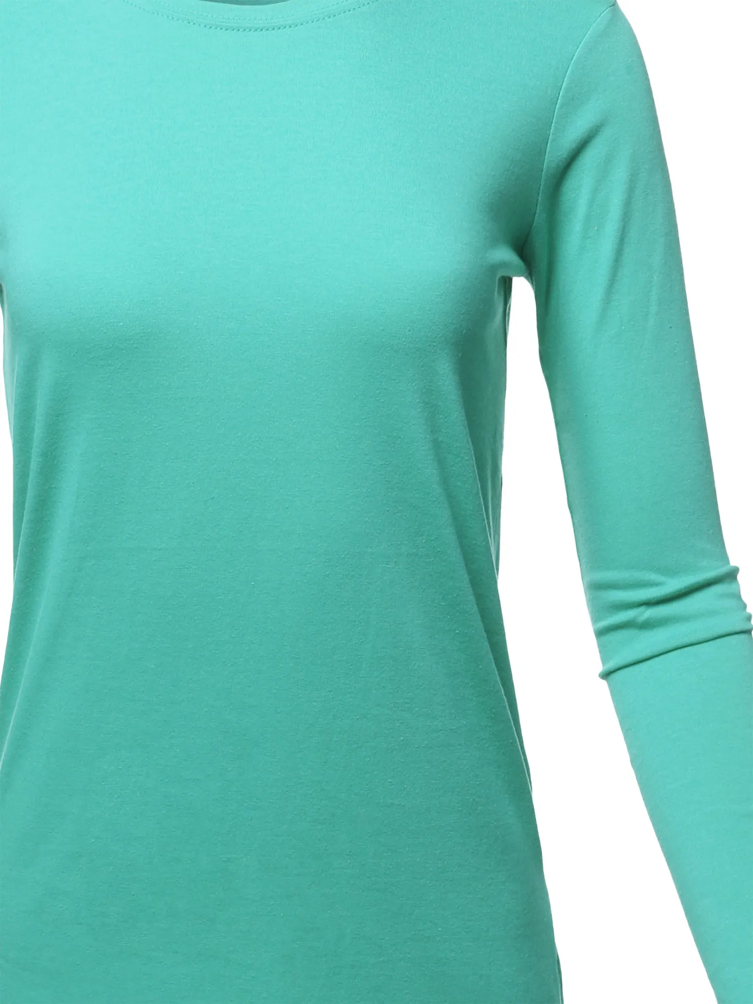 Basic Solid Soft Cotton Long Sleeve Crew Neck Top Shirts