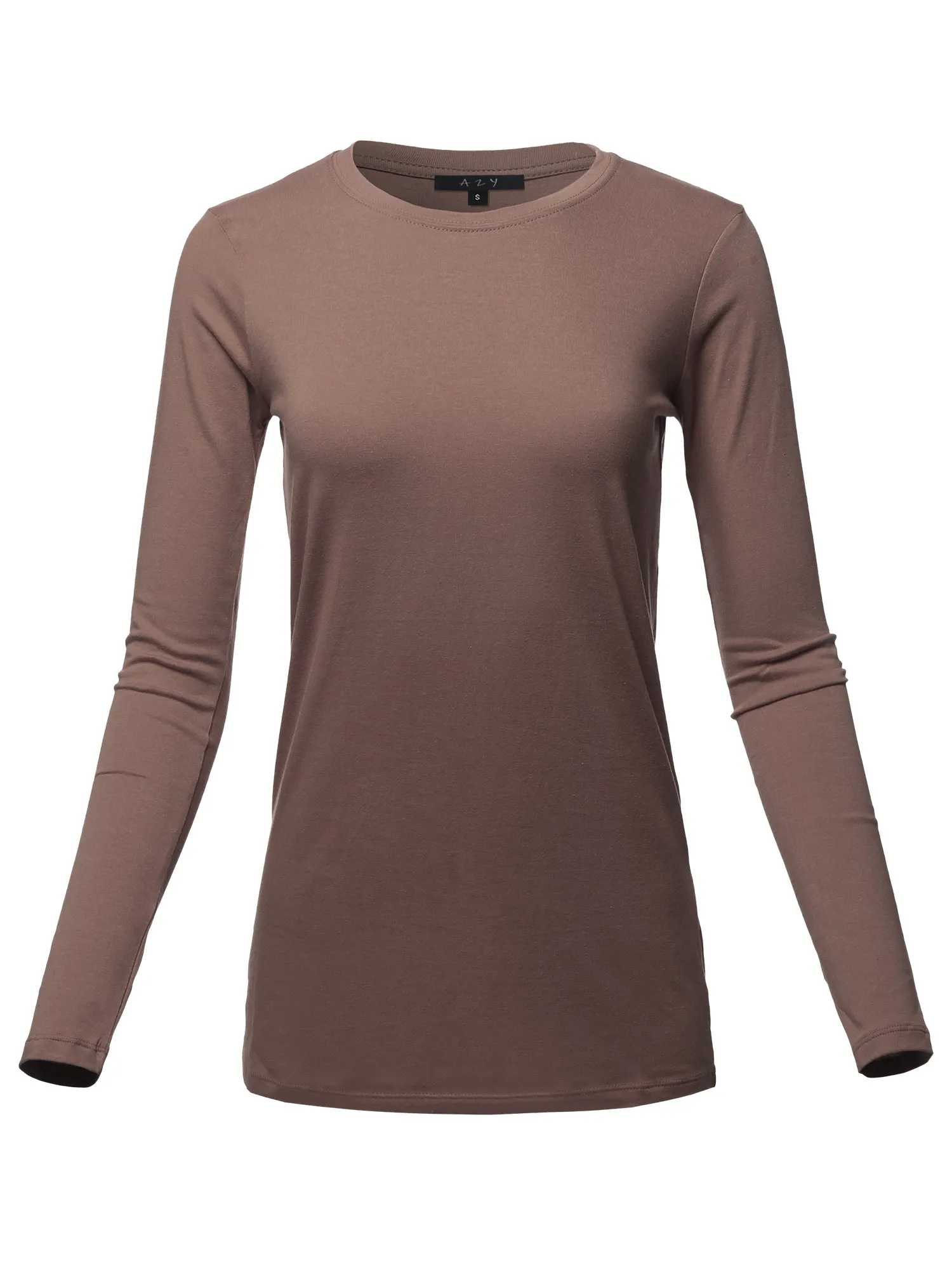 Basic Solid Soft Cotton Long Sleeve Crew Neck Top Shirts