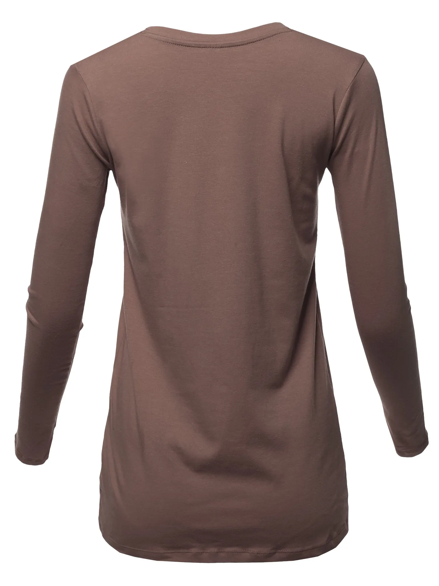 Basic Solid Soft Cotton Long Sleeve Crew Neck Top Shirts