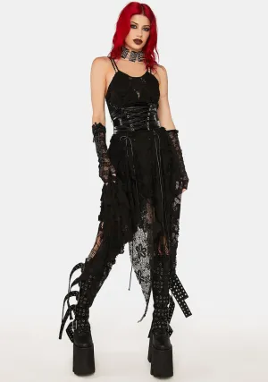 Black Flowy Asymmetrical Dress