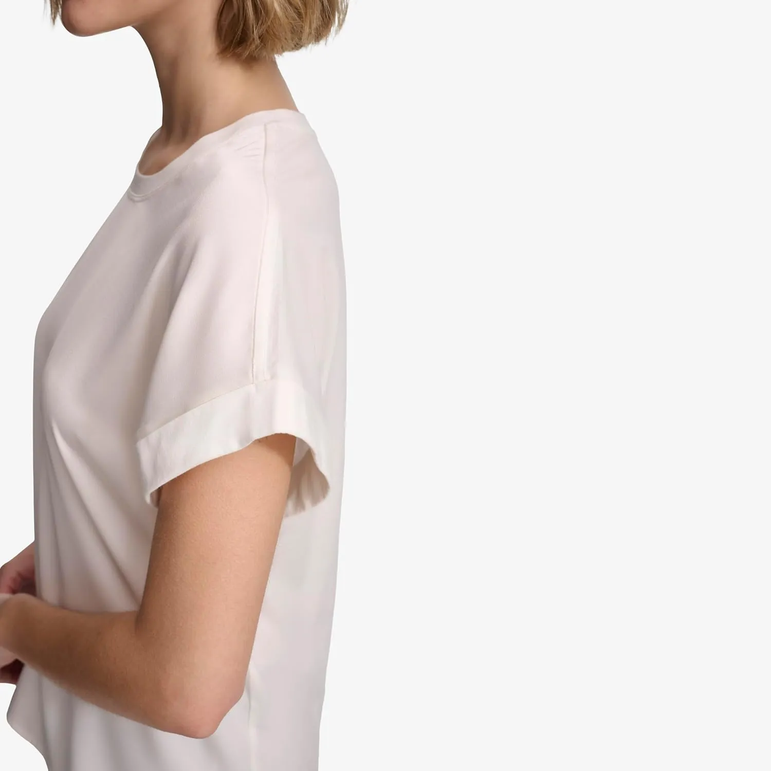 Calvin Klein Women's Mix Media Short Sleeve Top