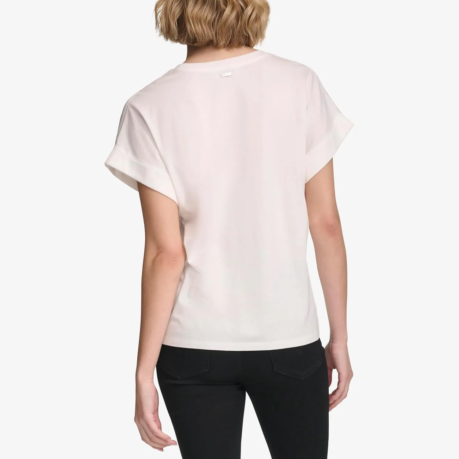 Calvin Klein Women's Mix Media Short Sleeve Top
