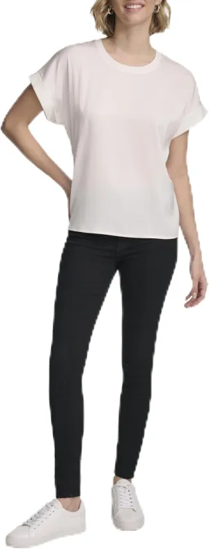 Calvin Klein Women's Mix Media Short Sleeve Top