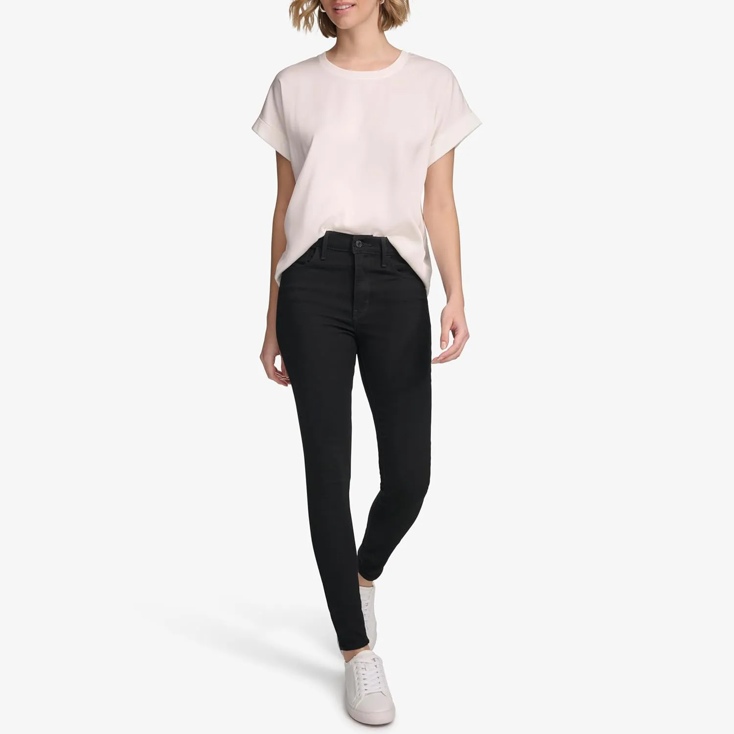 Calvin Klein Women's Mix Media Short Sleeve Top