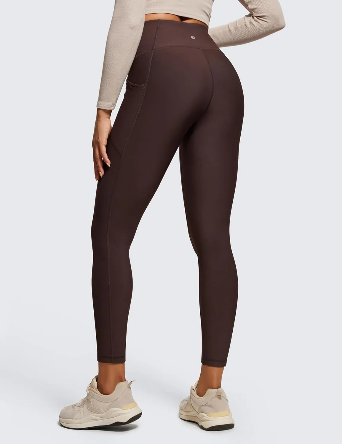 CRZ YOGA Thermal Fleece Lined Leggings Women 25'' - High Waisted Winter Workout Hiking Pants with Pockets Warm Running Tights