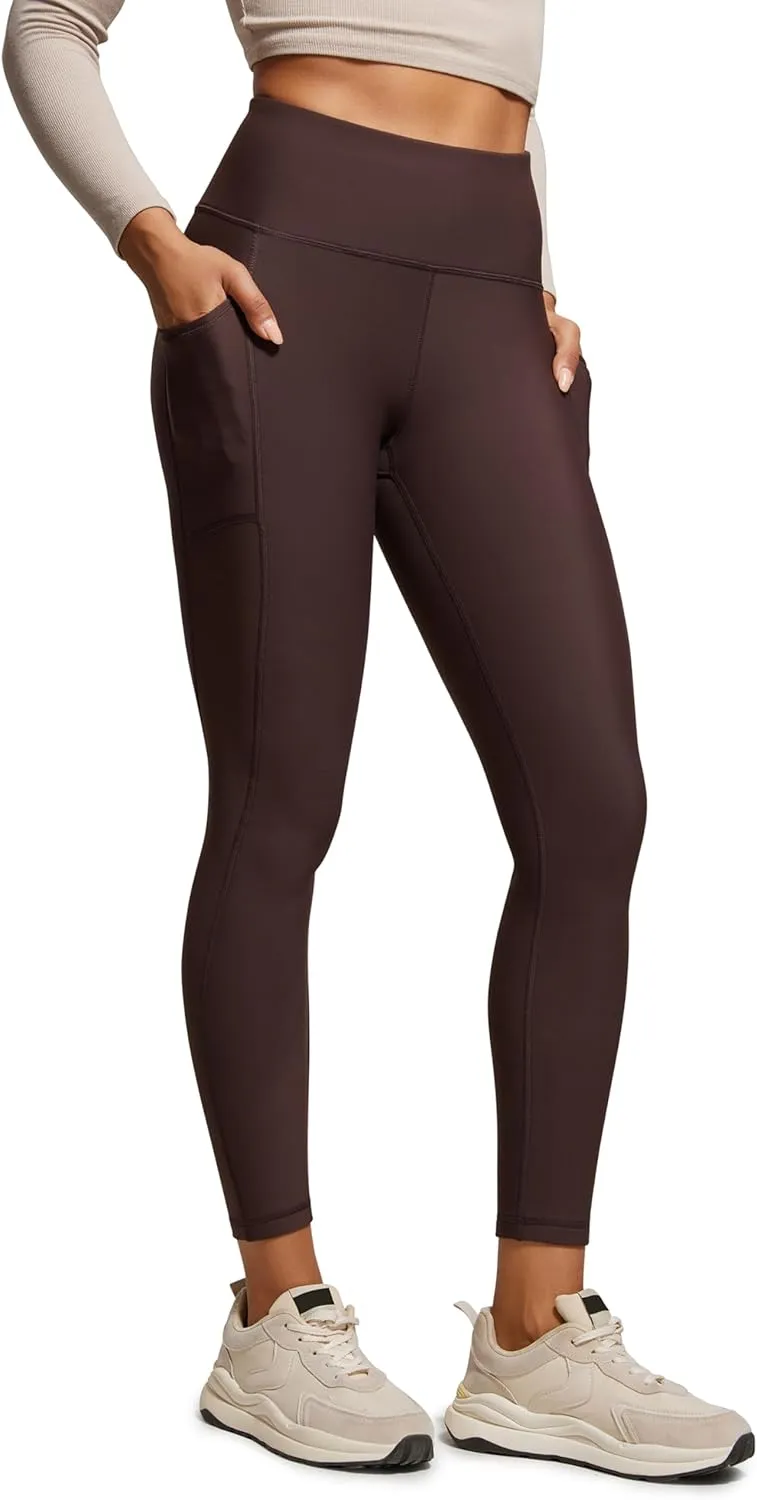 CRZ YOGA Thermal Fleece Lined Leggings Women 25'' - High Waisted Winter Workout Hiking Pants with Pockets Warm Running Tights