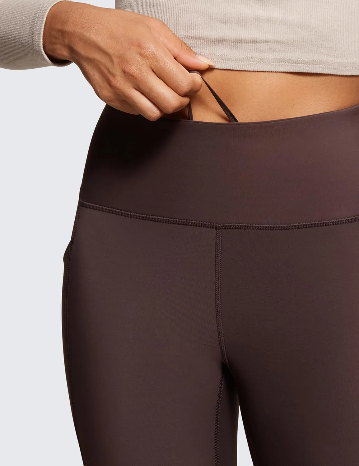 CRZ YOGA Thermal Fleece Lined Leggings Women 25'' - High Waisted Winter Workout Hiking Pants with Pockets Warm Running Tights