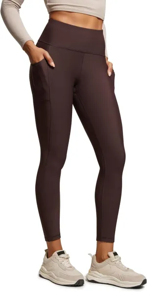 CRZ YOGA Thermal Fleece Lined Leggings Women 25'' - High Waisted Winter Workout Hiking Pants with Pockets Warm Running Tights