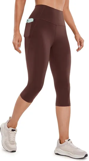 CRZ YOGA Womens Butterluxe Workout Capri Leggings with Pockets 17 Inches - High Waisted Crop Gym Yoga Pants Buttery Soft