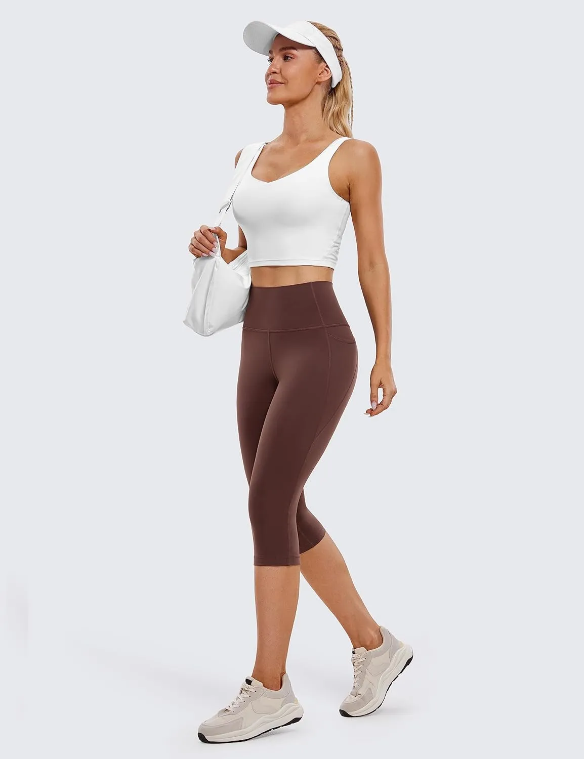 CRZ YOGA Womens Butterluxe Workout Capri Leggings with Pockets 17 Inches - High Waisted Crop Gym Yoga Pants Buttery Soft