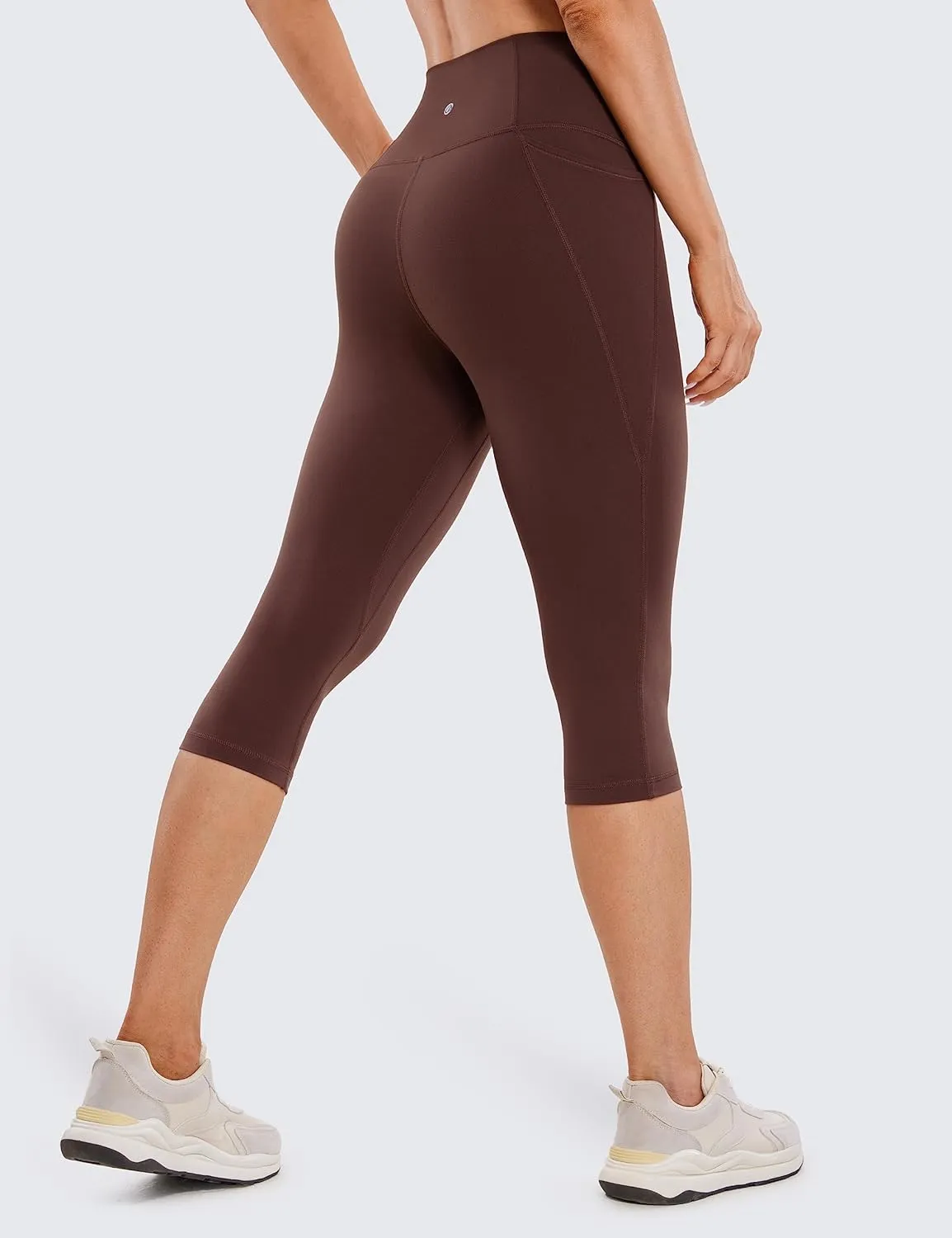 CRZ YOGA Womens Butterluxe Workout Capri Leggings with Pockets 17 Inches - High Waisted Crop Gym Yoga Pants Buttery Soft