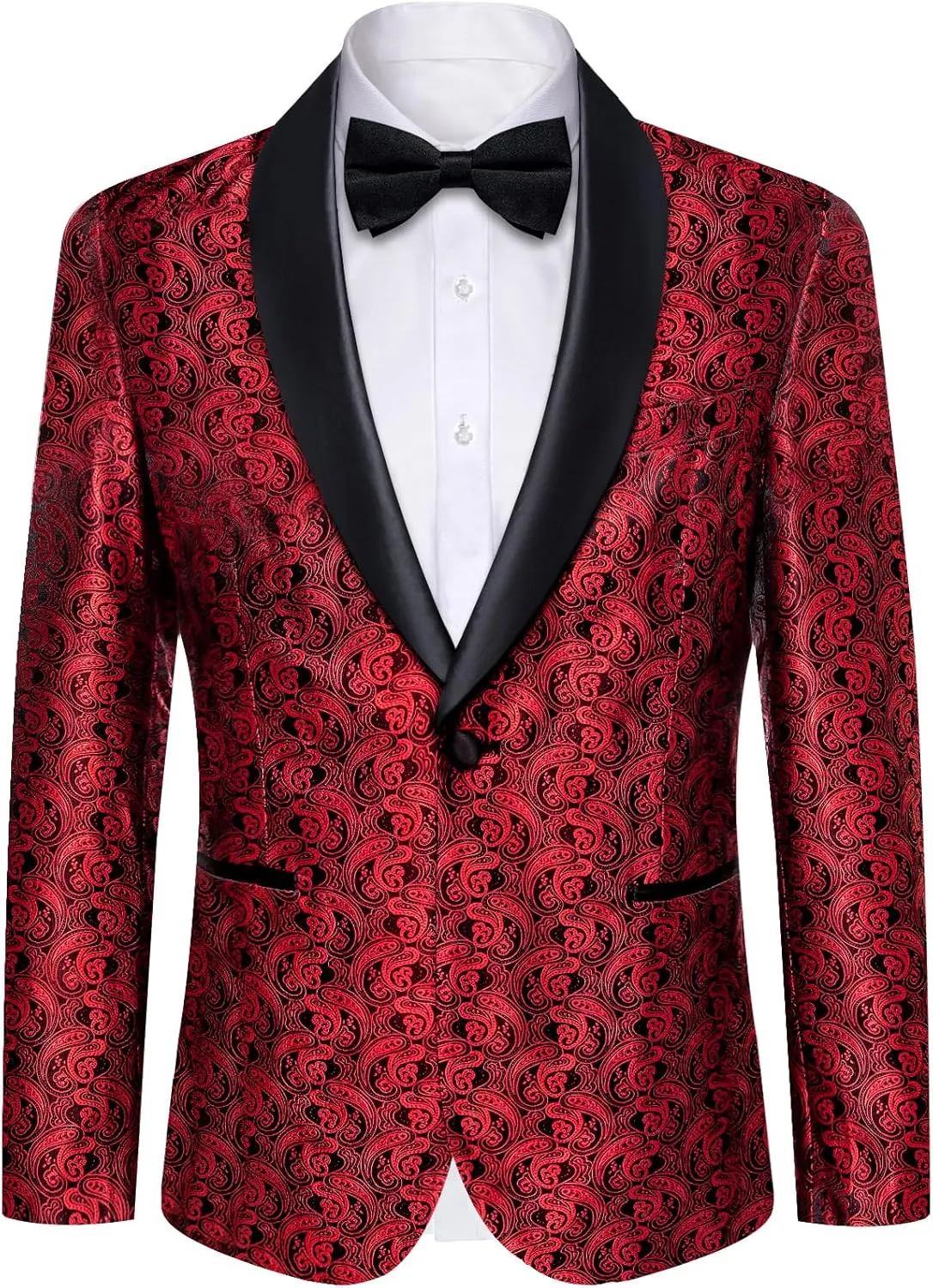 DiBanGu Mens Blazer One Button Shawl Lapel Tuxedo Sport Coat Casual Dress Suit Jacket for Men Wedding Party Prom
