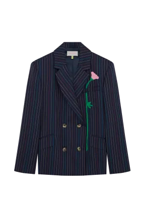 Double Breasted Jacket With Crochet Patch