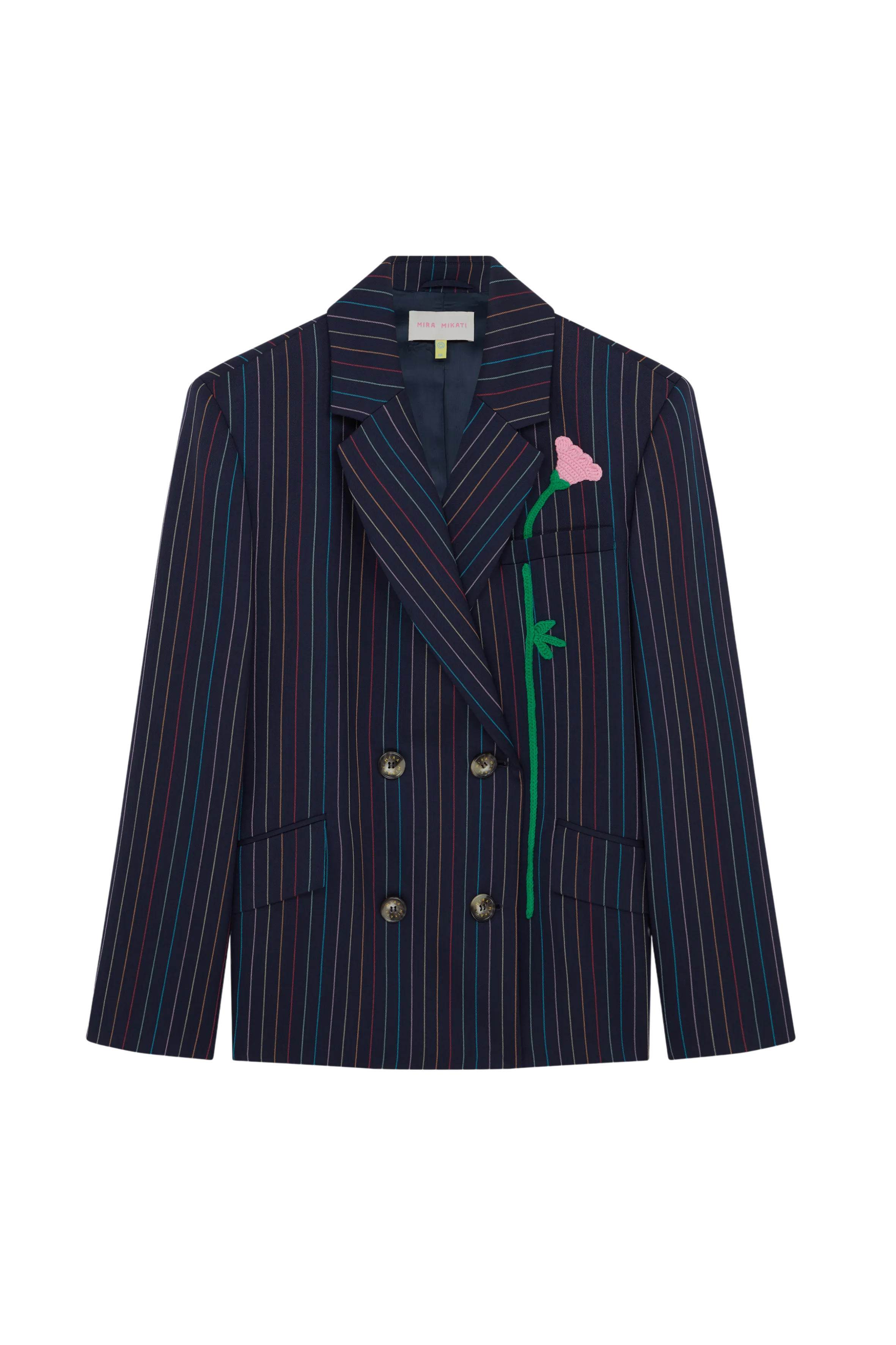 Double Breasted Jacket With Crochet Patch