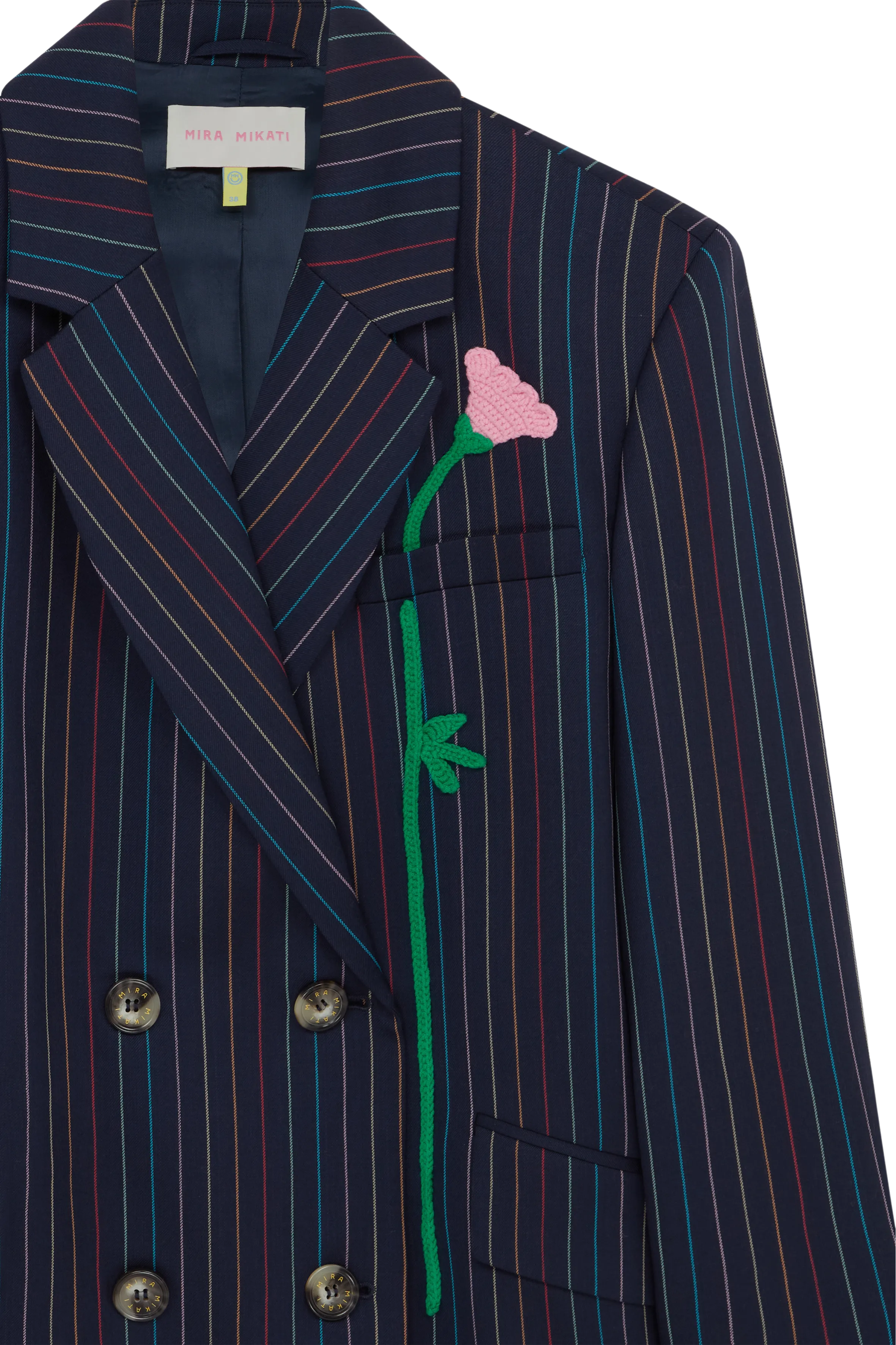 Double Breasted Jacket With Crochet Patch