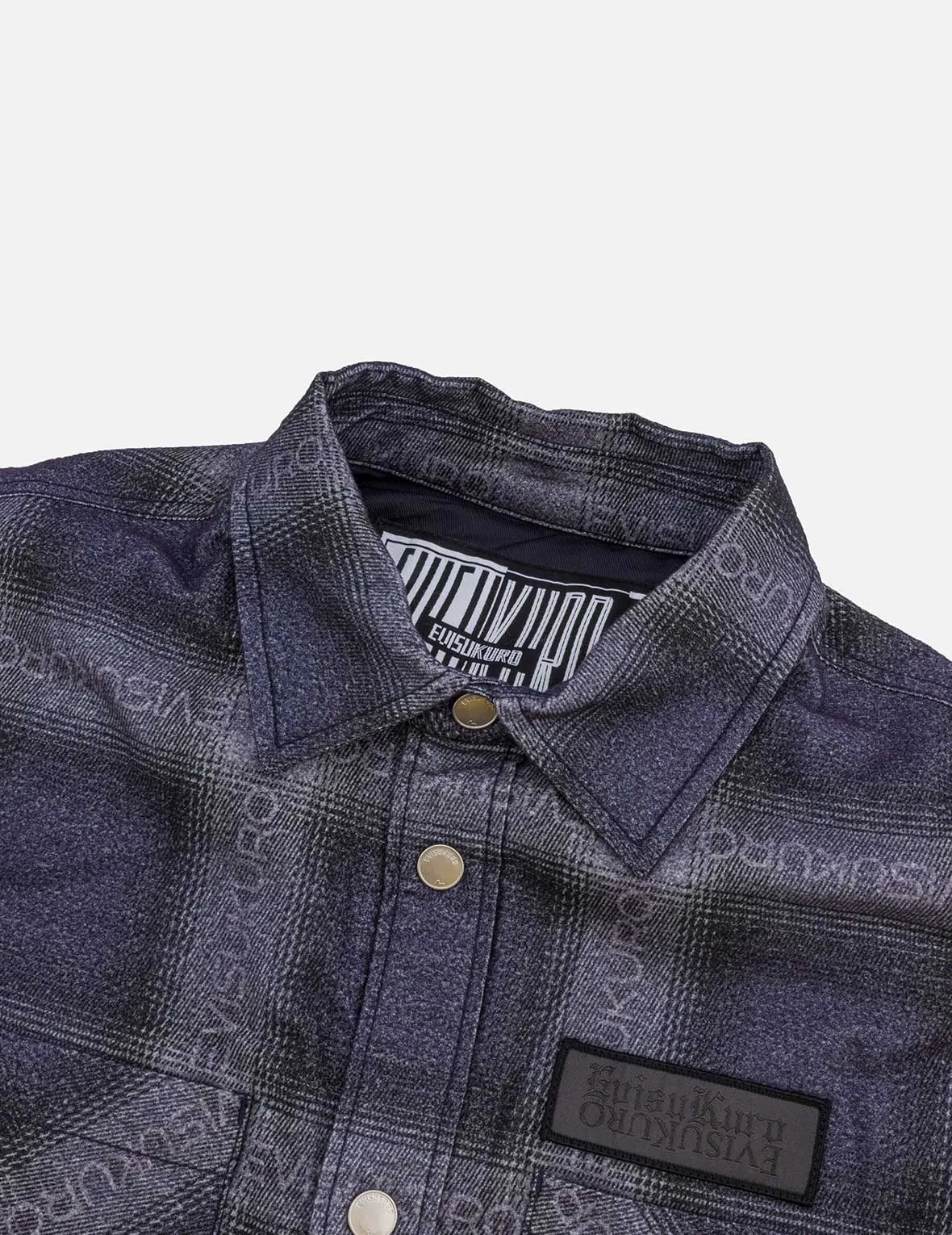 Flannel Check with Snow Mountian Print Relax Fit Shirt Jacket