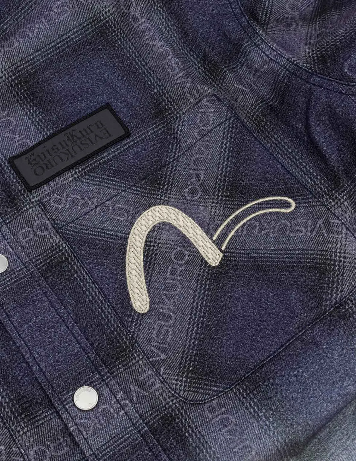 Flannel Check with Snow Mountian Print Relax Fit Shirt Jacket