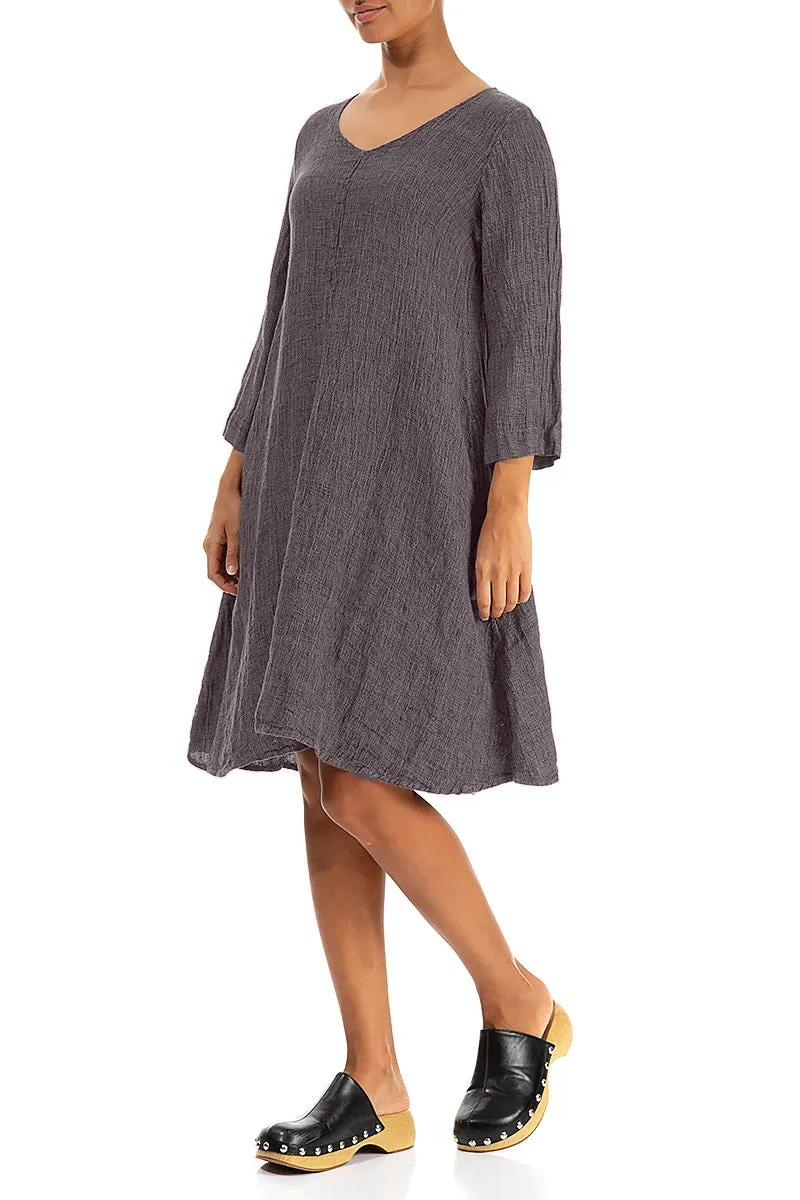 Floaty Greige Mélange Linen Dress