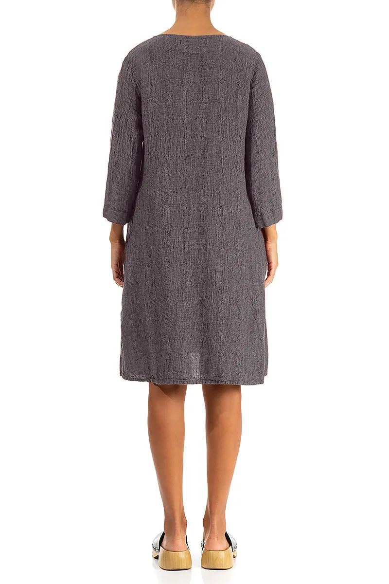 Floaty Greige Mélange Linen Dress
