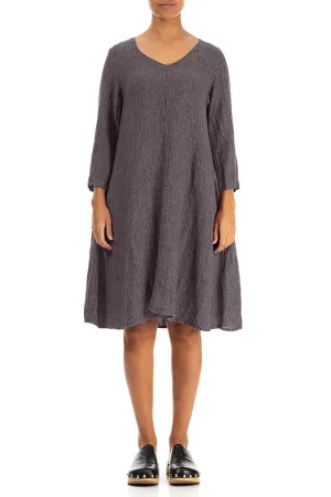 Floaty Greige Mélange Linen Dress