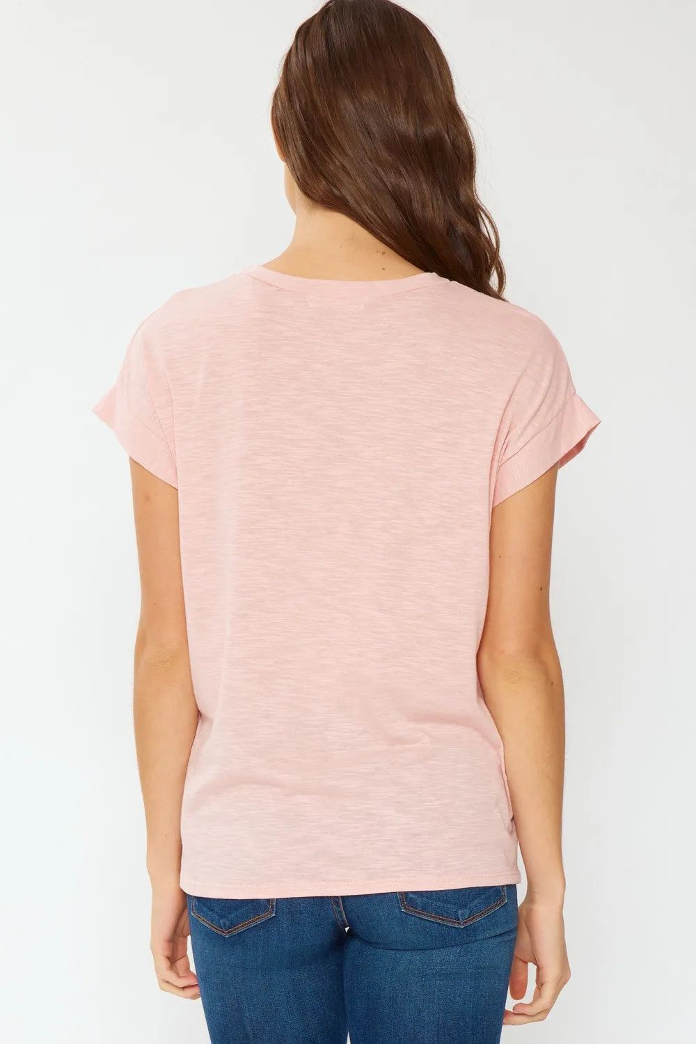 FSL Apparel Cotton Slub Essential Relaxed Fit Tee In Blush