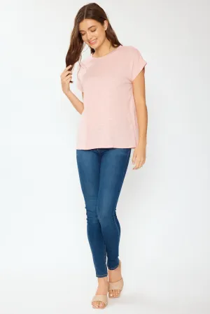 FSL Apparel Cotton Slub Essential Relaxed Fit Tee In Blush