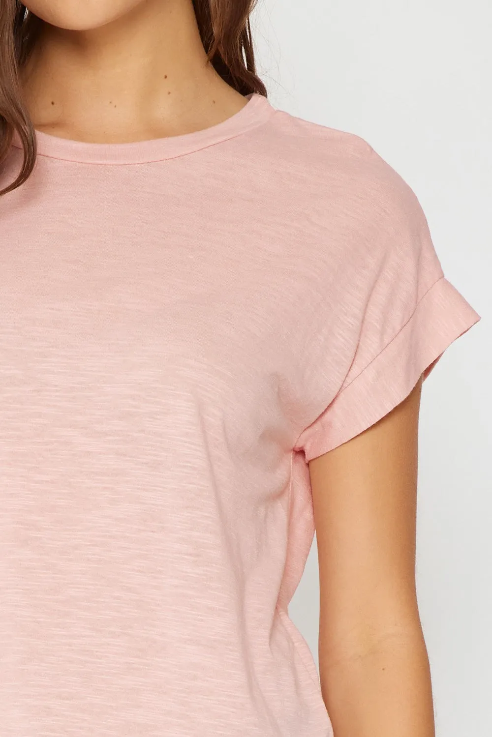 FSL Apparel Cotton Slub Essential Relaxed Fit Tee In Blush