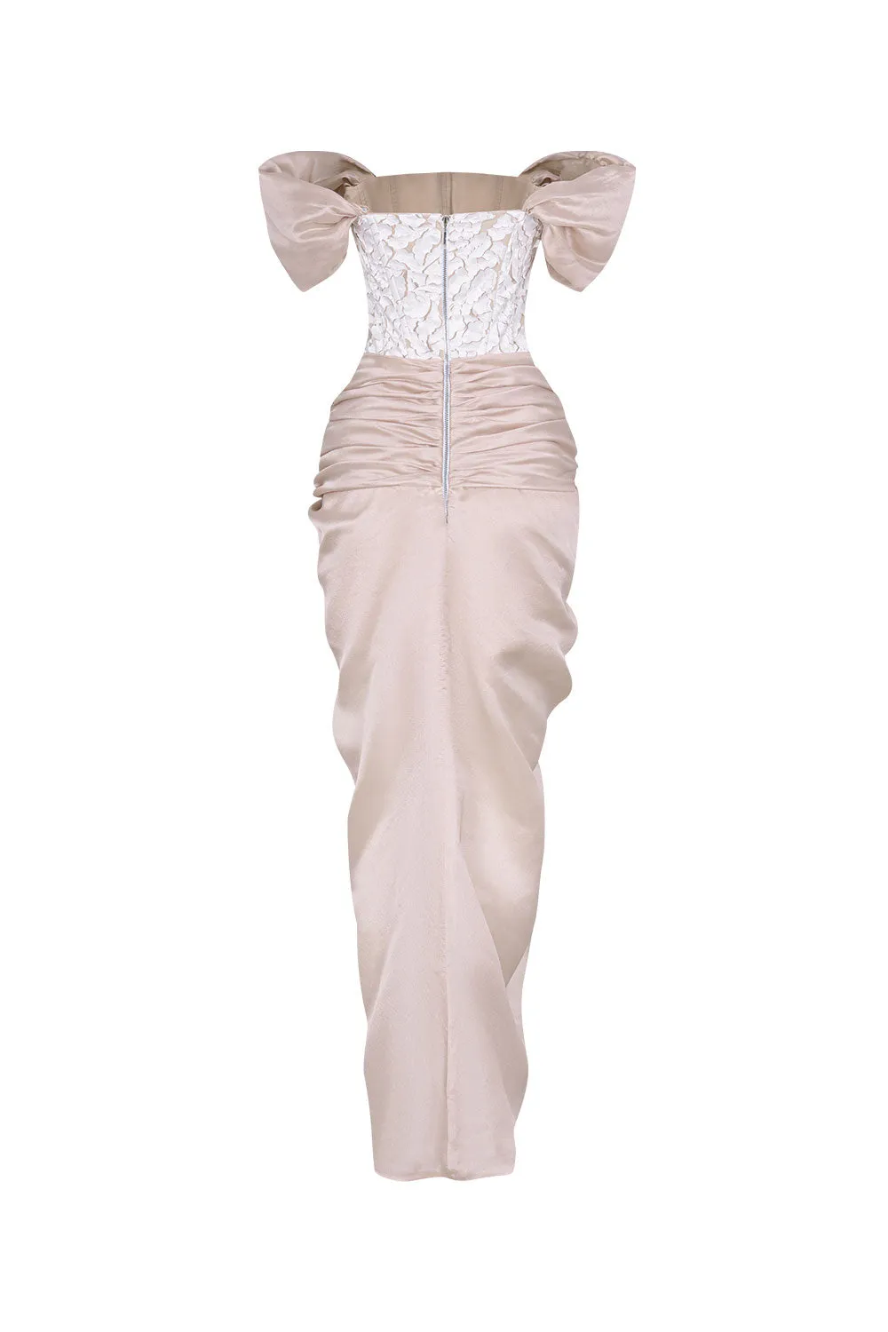 Gladys Sarong Straight Across Neck Chiffon Ankle Length Dress