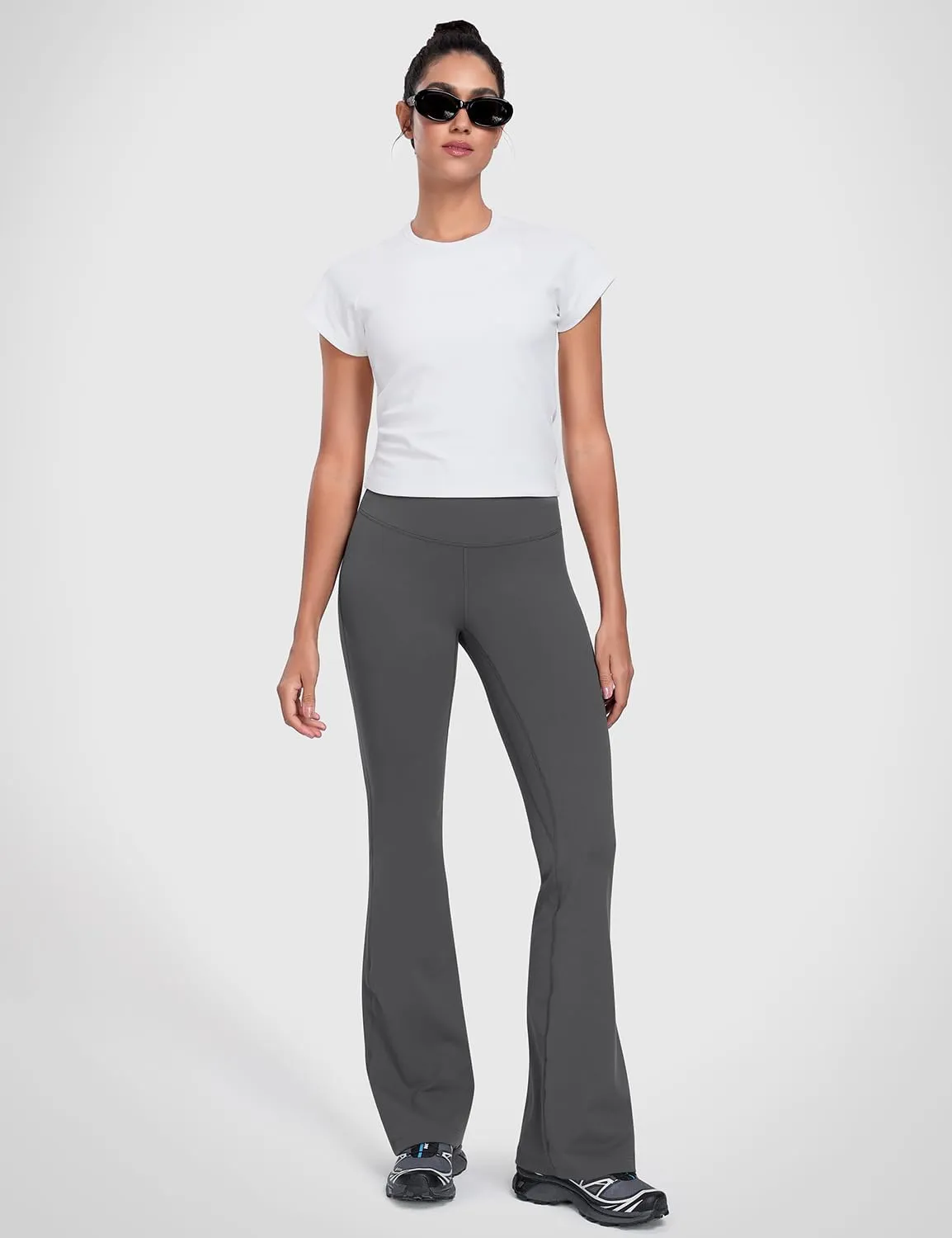 HeyNuts Harmony Flare Leggings 29"/30.5"/32.5"/34.5", High Waisted Tummy Control Wide Leg Bootcut Yoga Pants Lounge Soft