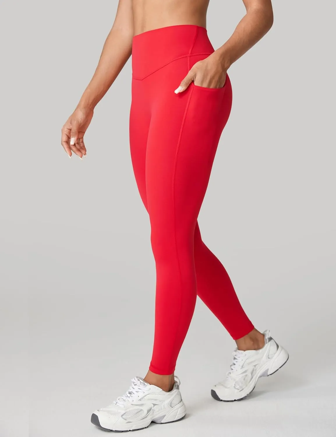 Hugcurve No Front Seam High Waisted Workout Leggings with Pockets for Women Buttery Soft Yoga Pants Gym Tights - 25''