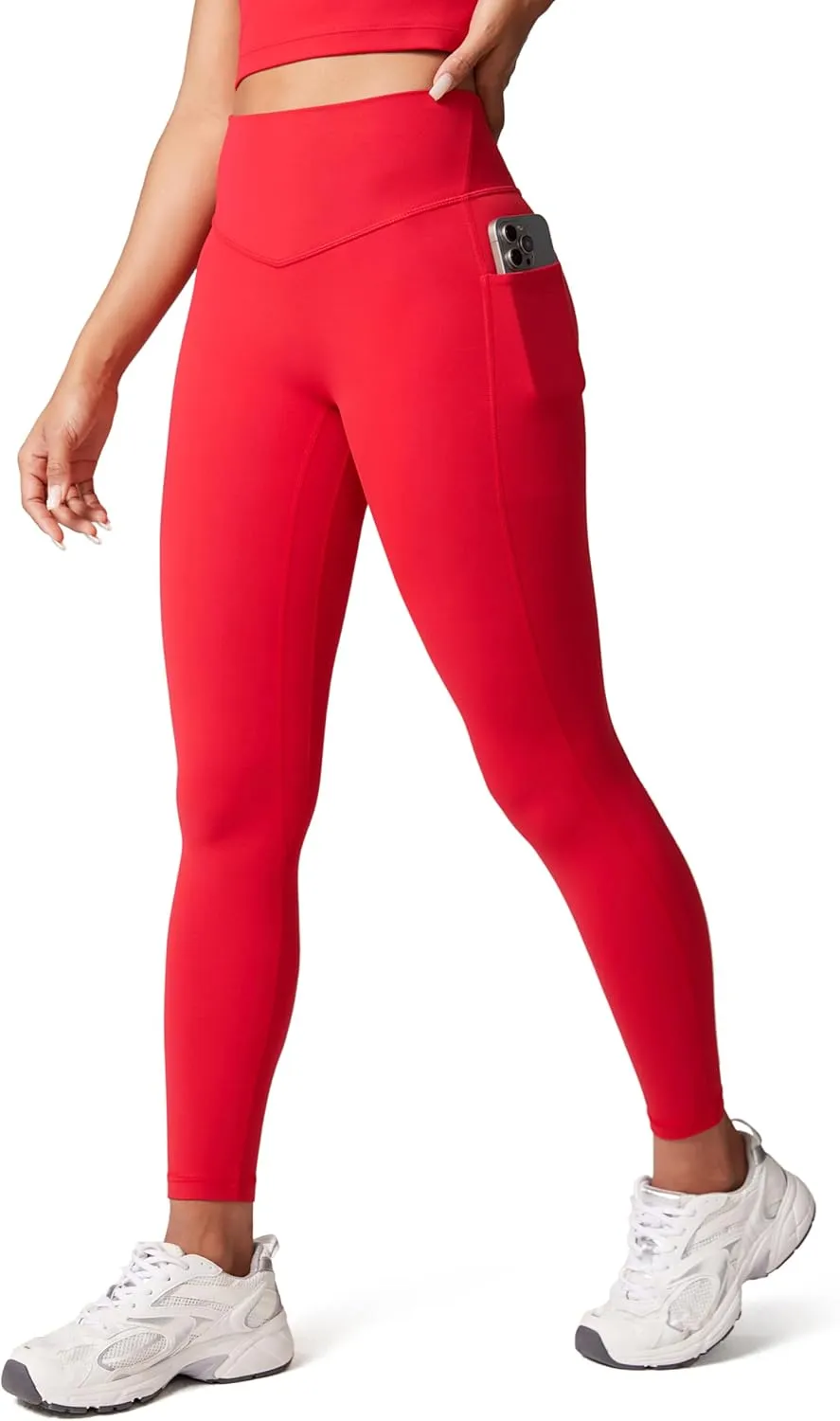 Hugcurve No Front Seam High Waisted Workout Leggings with Pockets for Women Buttery Soft Yoga Pants Gym Tights - 25''