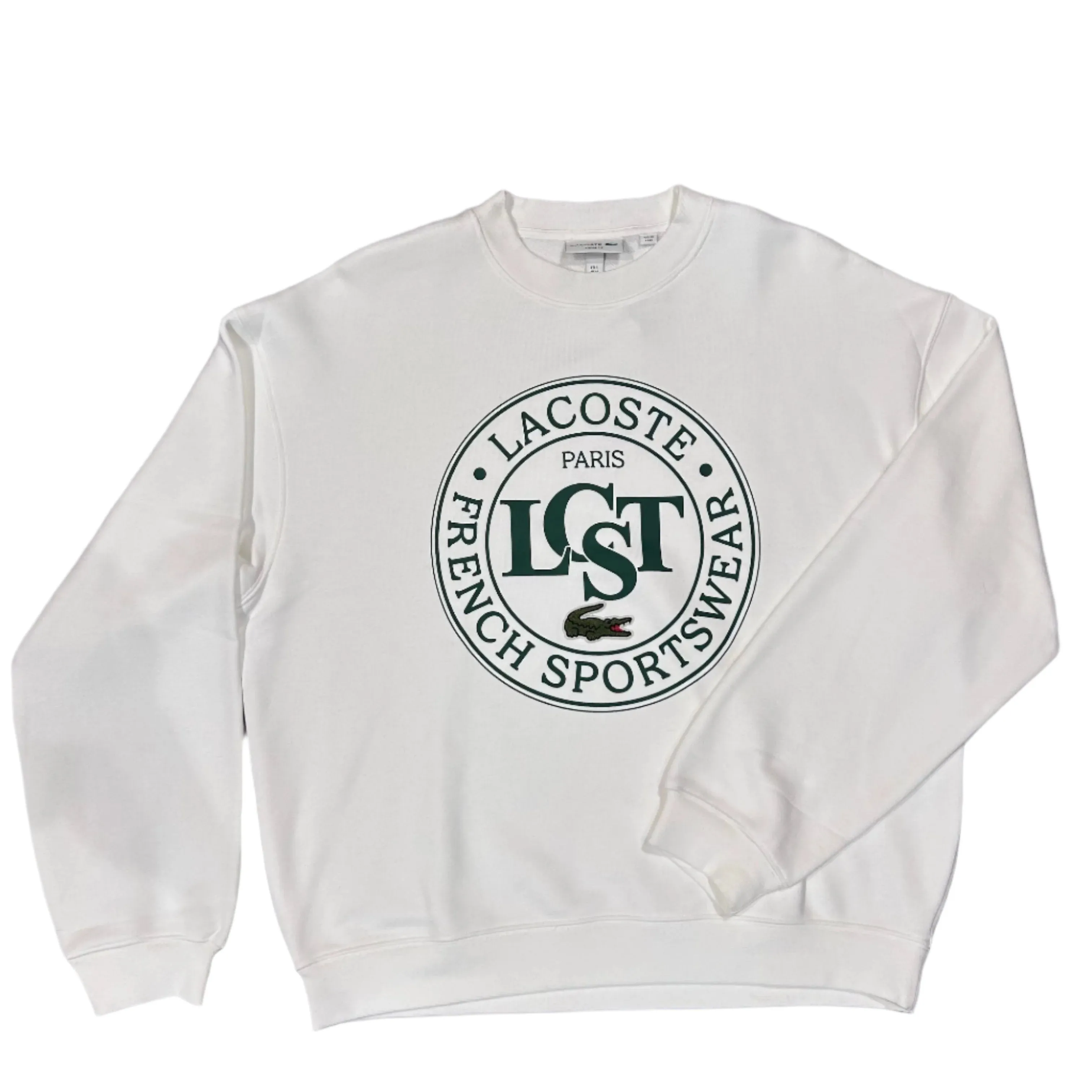 LACOSTE  LOOSE FIT PRINTED FLEECE CREWNECK SWEATSHIRT -Men’s - WHITE-70V