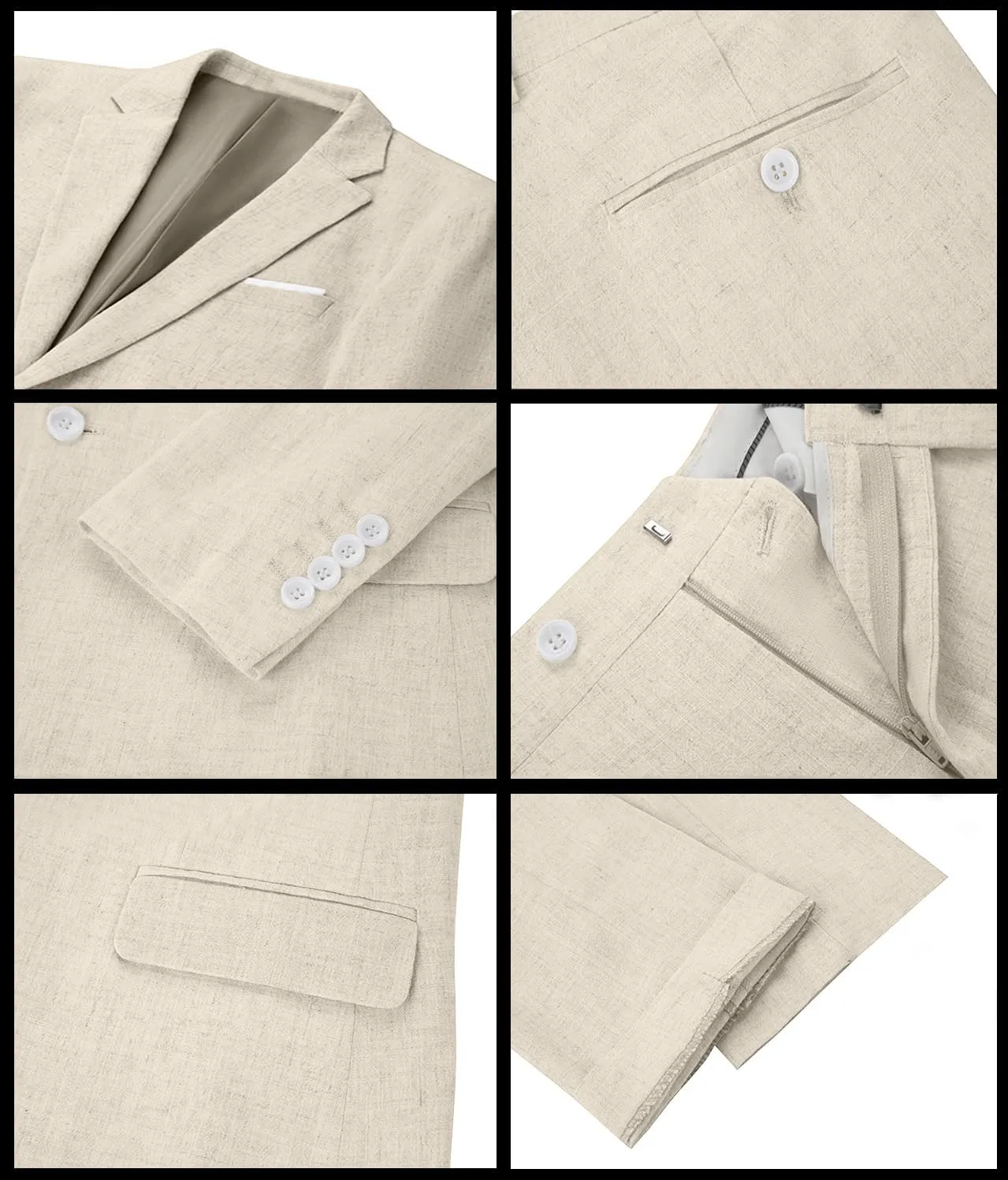 Linen Mens Suits 3 Piece Slim Fit Tuxedo Suit for Men Beach Wedding Formal Business Suit Groom Prom Set Outfits