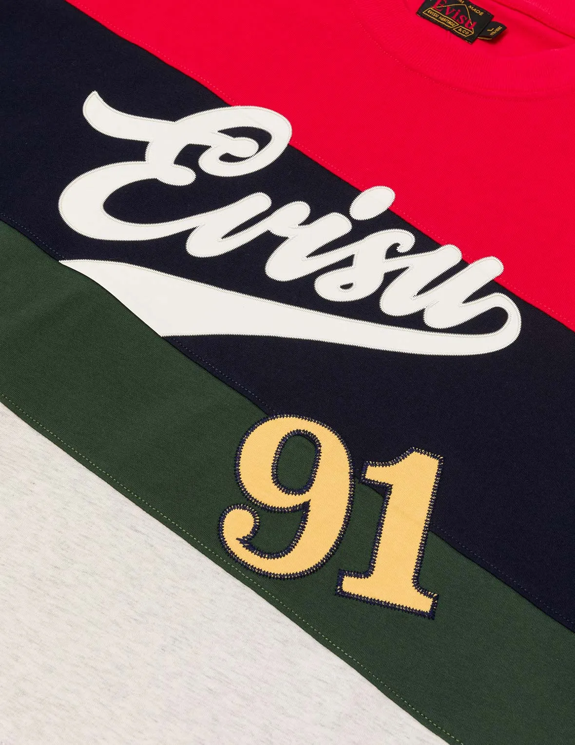 Logo and "91" Appliqué Embroidery Relax Fit Stripe T-Shirt