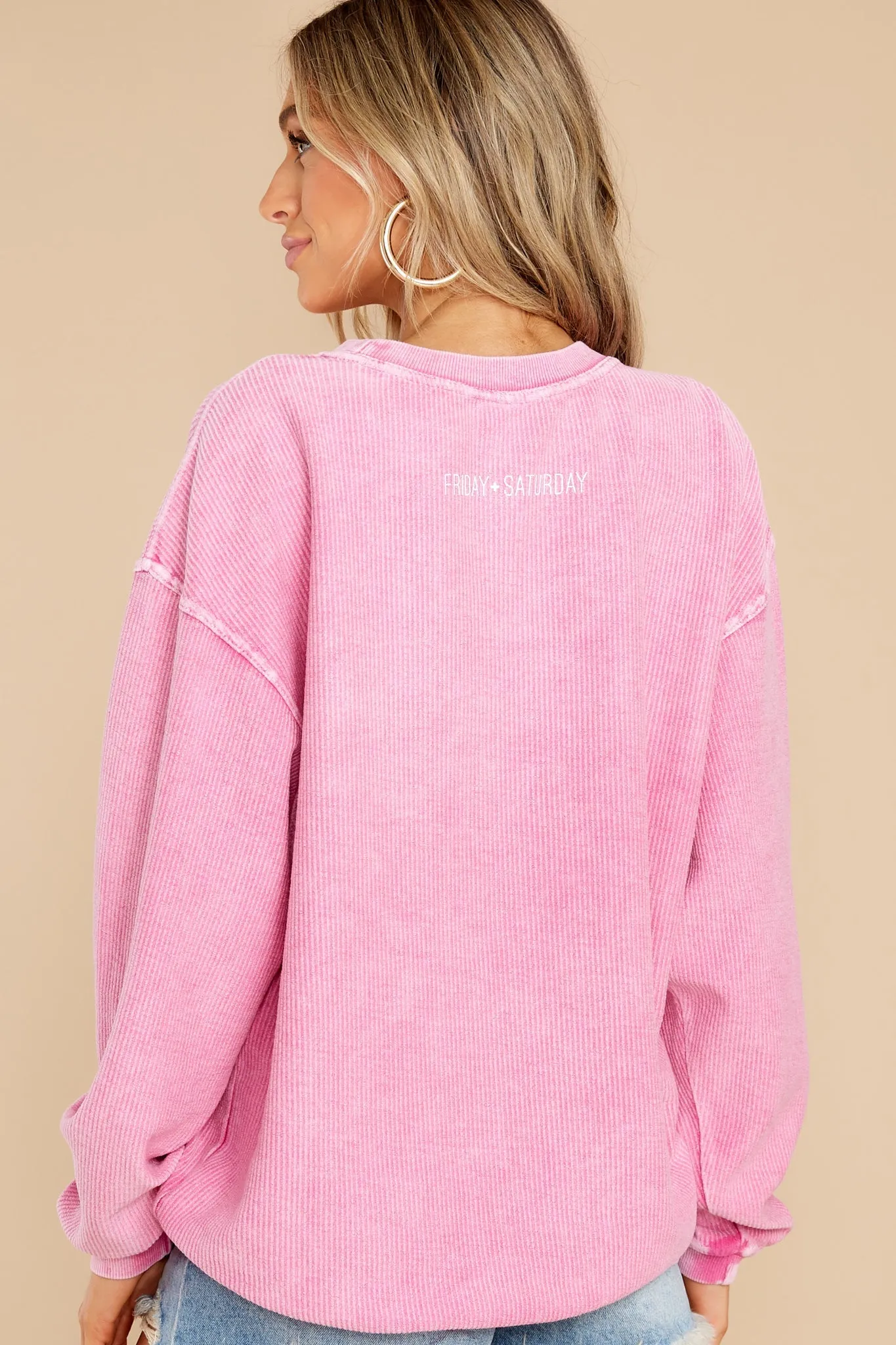 Long Live Happy Hour Pink Corded Sweatshirt