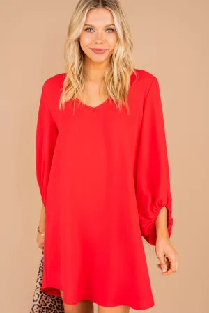 Loud And Clear Red Bubble Sleeve Dress