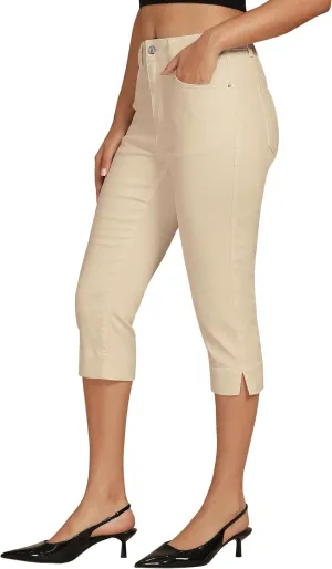 luvamia Capri Jeans for Women Trendy High Waisted Slim Split Hem Stretch Denim Jean Capris Cropped Pants Casual Summer