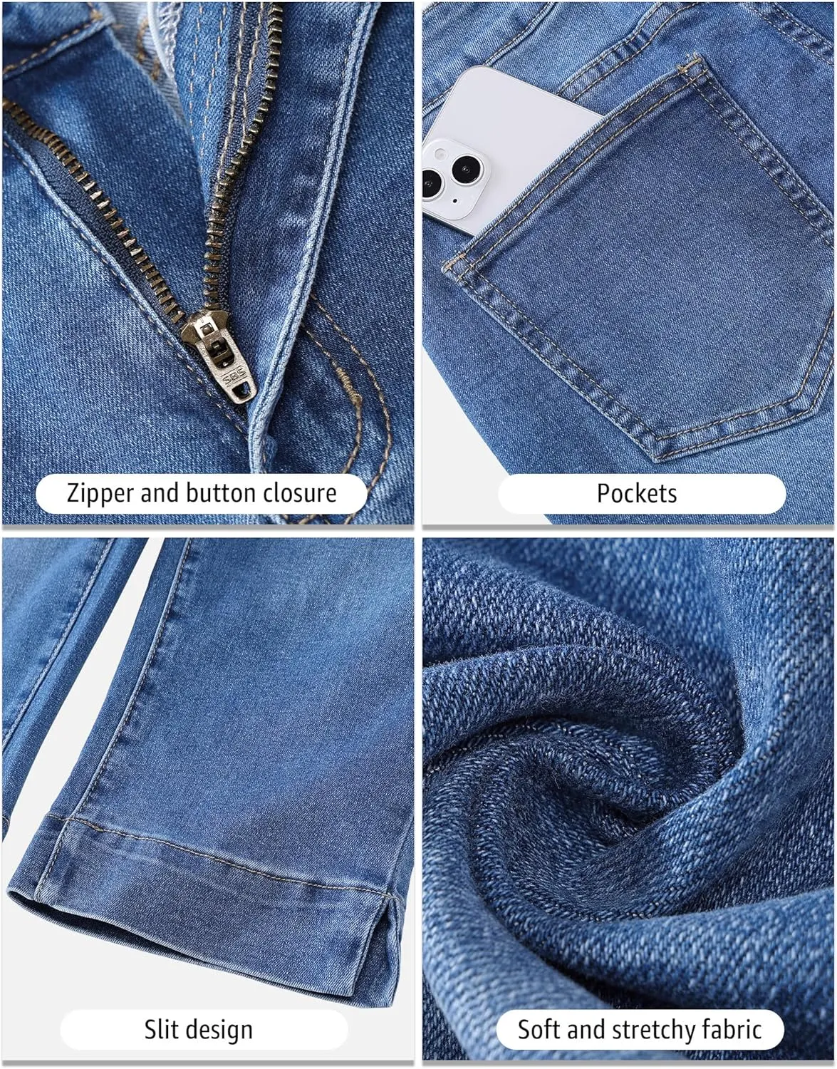 luvamia Capri Jeans for Women Trendy High Waisted Slim Split Hem Stretch Denim Jean Capris Cropped Pants Casual Summer