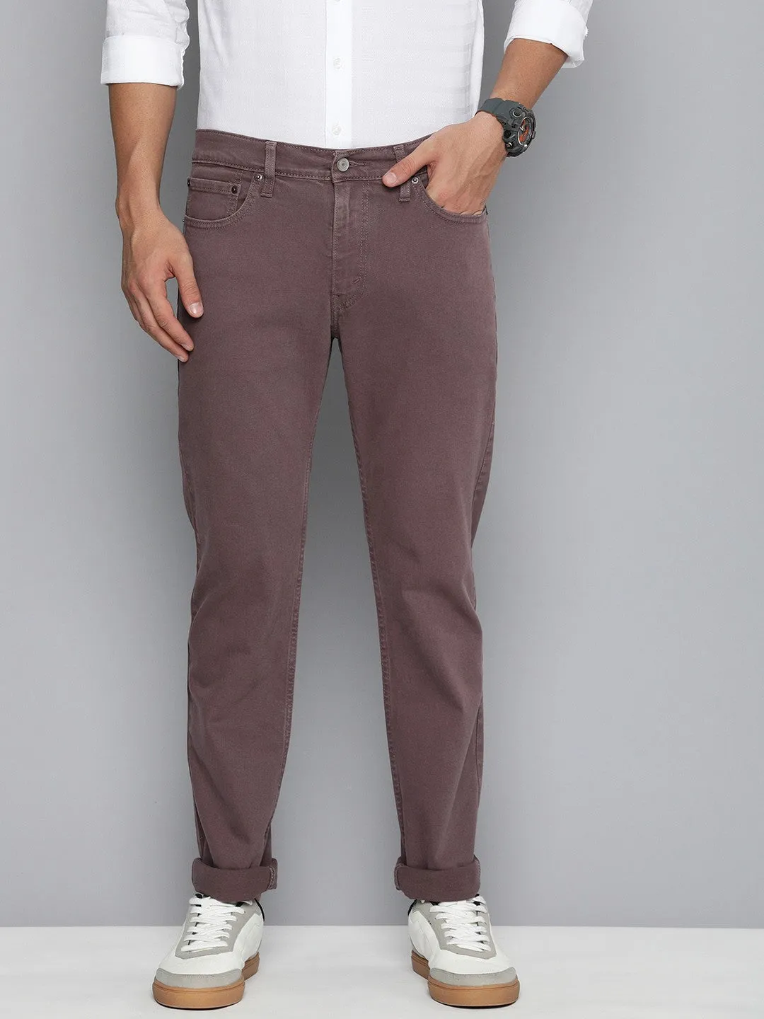 Men's Mauve Regular Fit Mid Rise Jeans