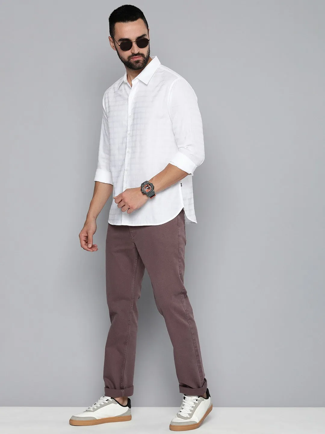 Men's Mauve Regular Fit Mid Rise Jeans