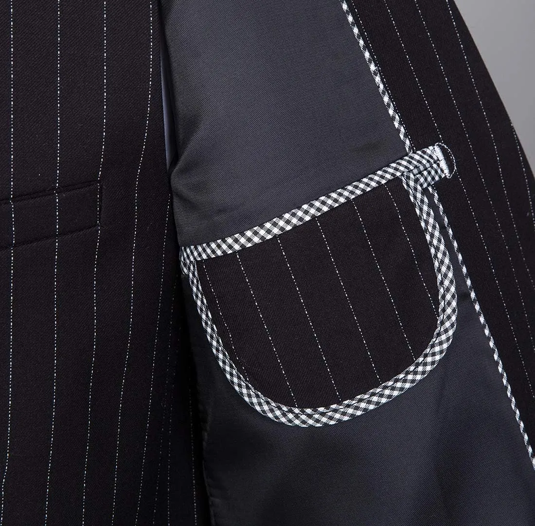 Mens Slim Fit Casual Blazer Two Button Striped Suit Jacket