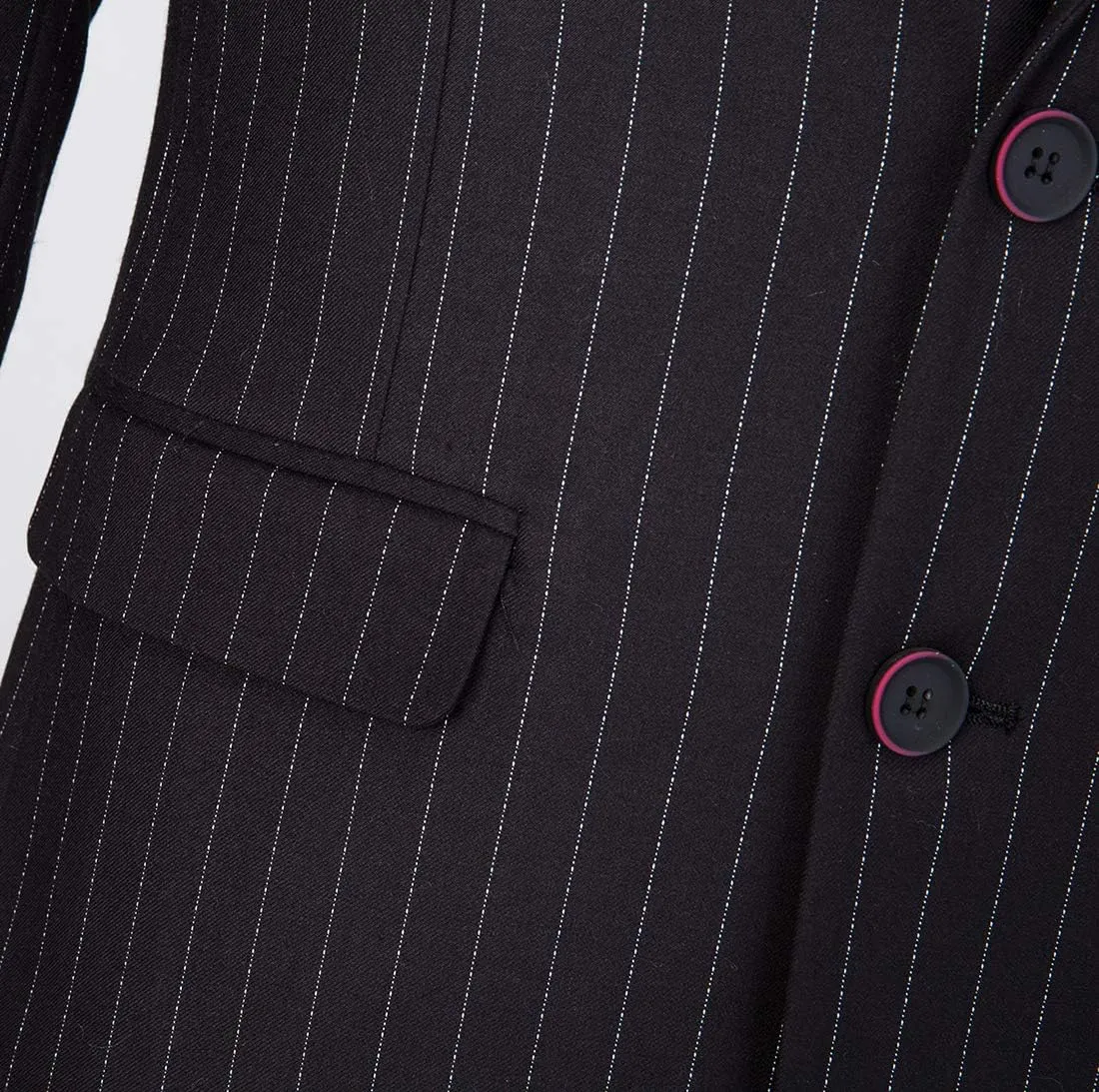 Mens Slim Fit Casual Blazer Two Button Striped Suit Jacket