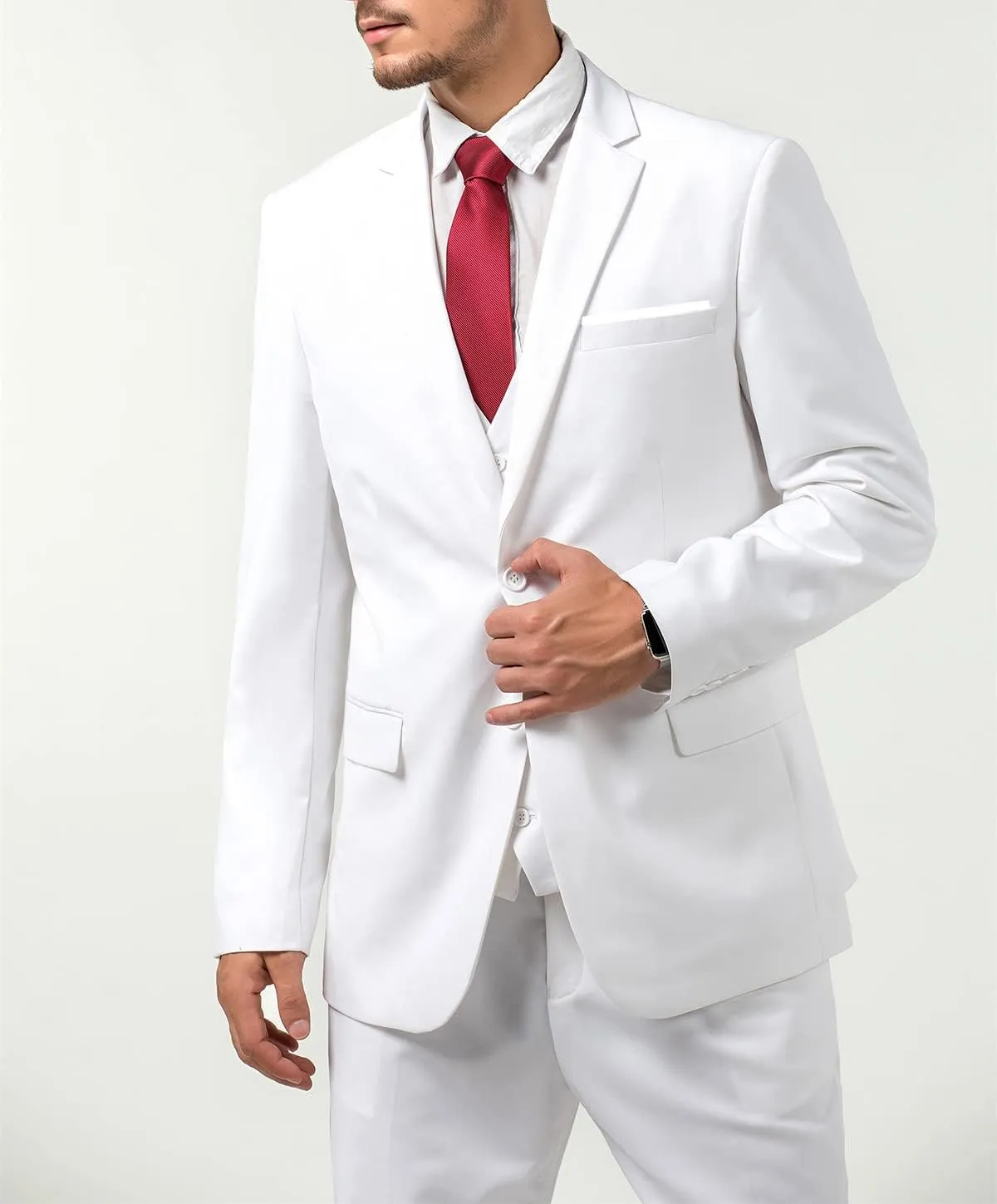 Men's Suits 3 Piece Slim Fit Suit Set,Two Button Wedding Business Tuxedo Solid Blazer Jacket Vest Pants with Tie