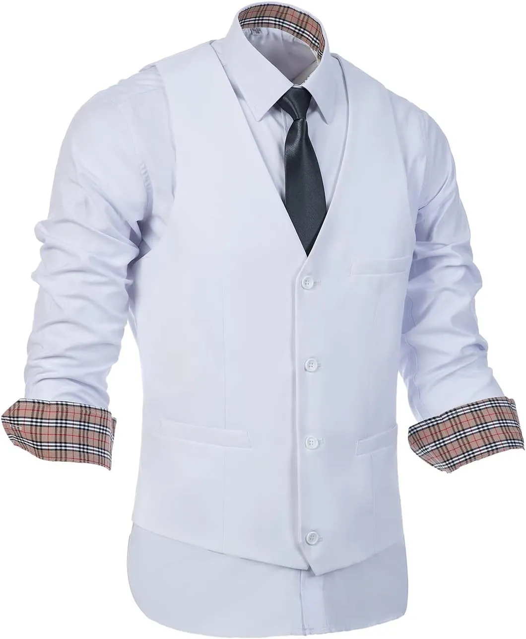 Men's Suits 3 Piece Slim Fit Suit Set,Two Button Wedding Business Tuxedo Solid Blazer Jacket Vest Pants with Tie