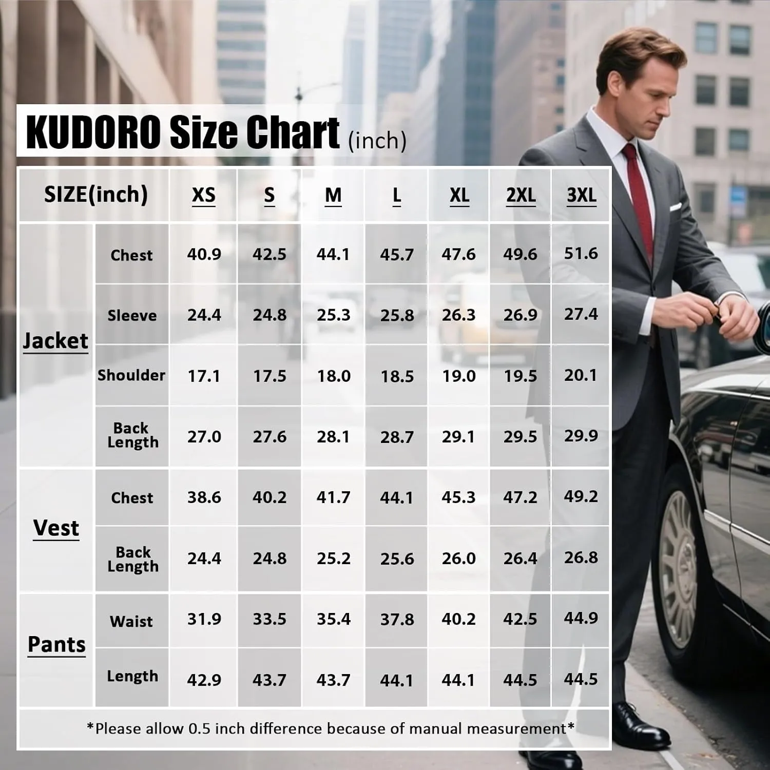 Mens Suits Regular Fit 3 Piece Tuxedo Blazer Jacket Vest Pants Formal Suit Set for Men Wedding Prom Casual