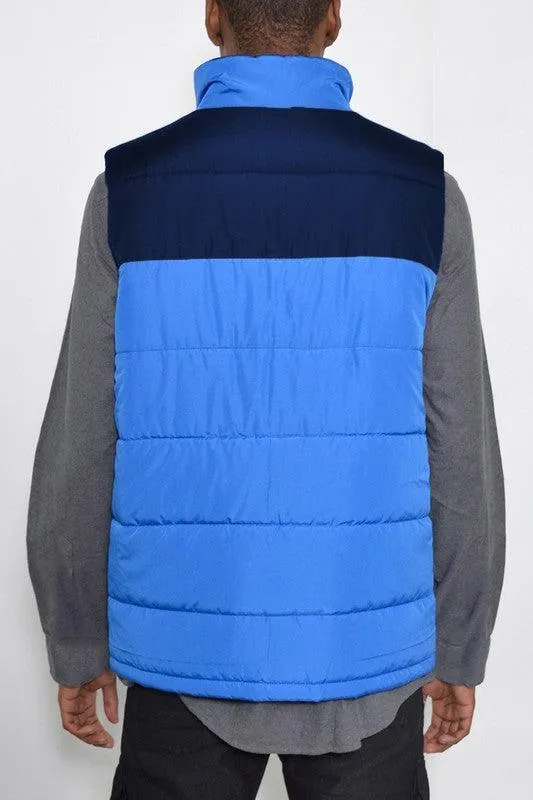 Mens Two Tone Color Block Padded Vest