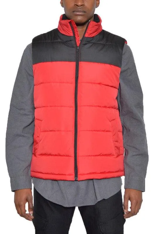 Mens Two Tone Color Block Padded Vest